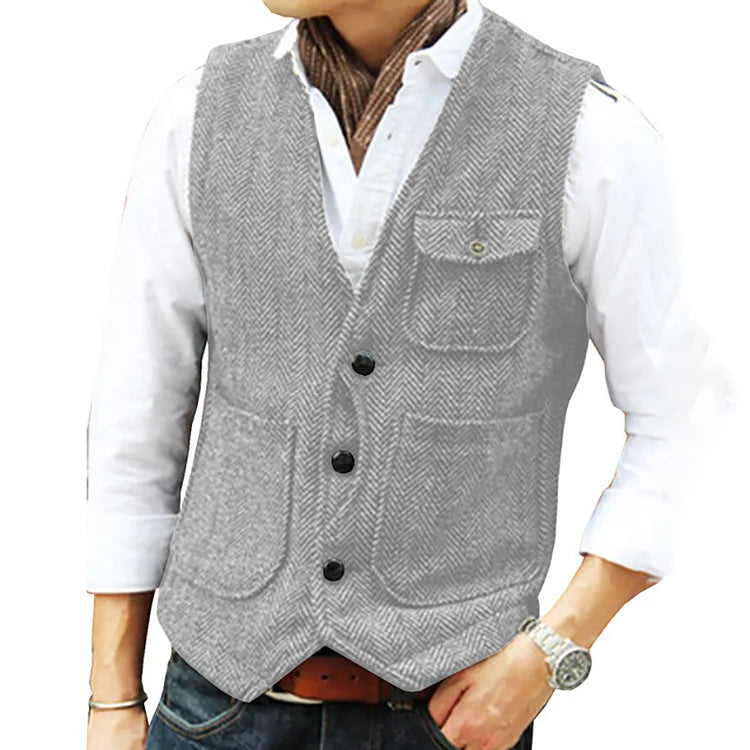 Alessandro - Men's suit cashmere single-breasted waistcoat