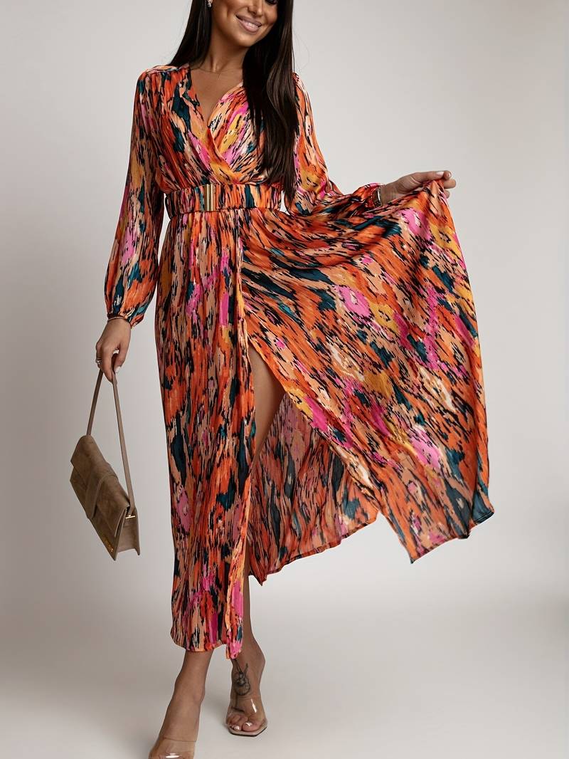 Yenifer - Abstract dress with wrap neckline