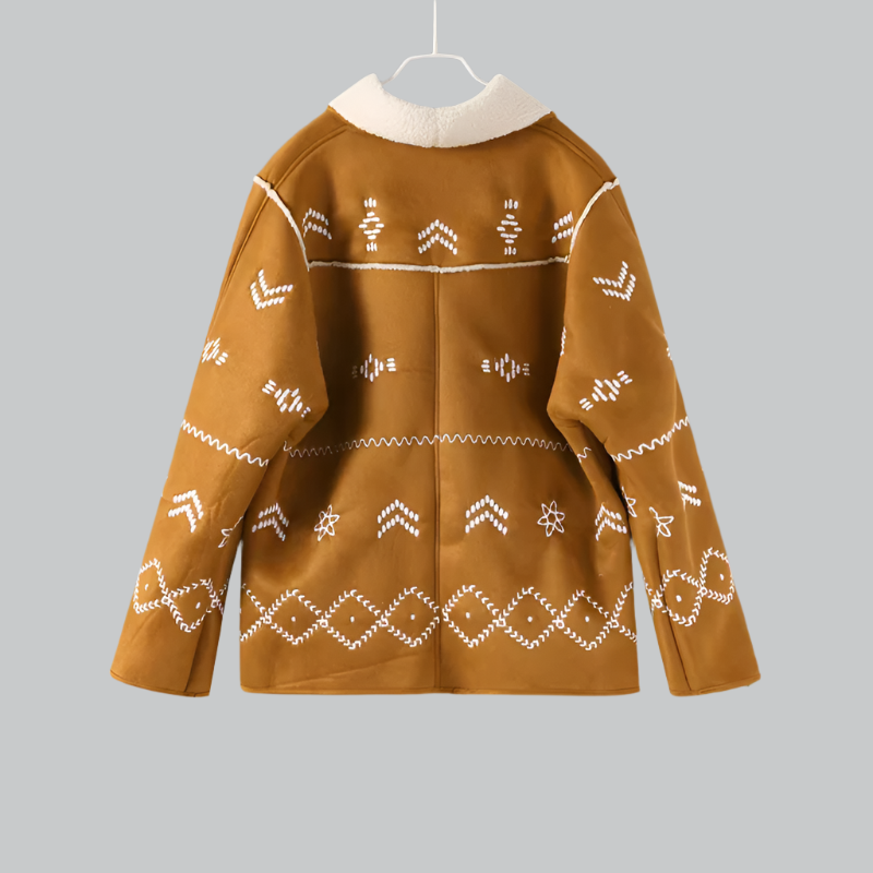 Embroidered lambswool printed jacket for women
