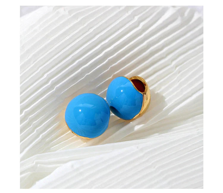 French Style Enamel earrings - Ball bell earrings