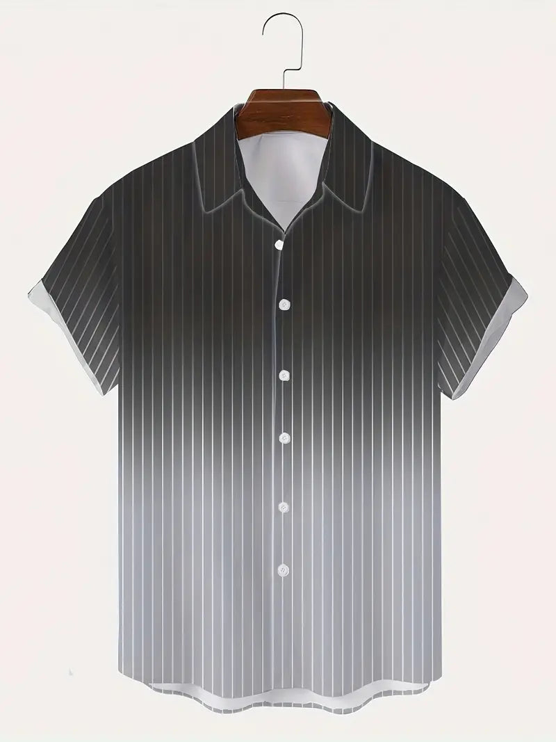 Christopher men's short sleeve gradient striped button down shirt for spring/summer