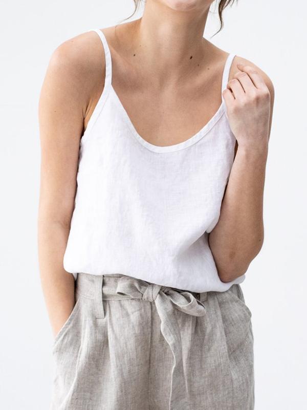 Spaghetti Strap Linen Blend Top