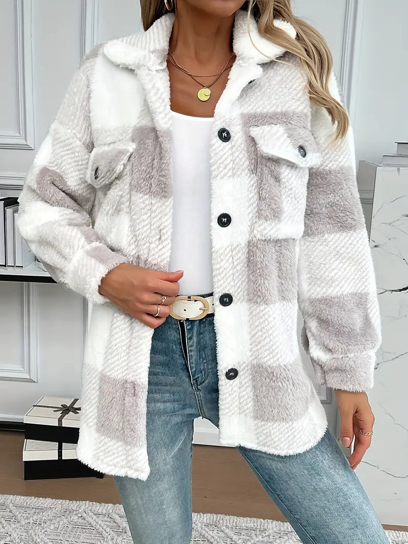 Oryna | Women's Plush Plaid Winter Jacket - Cozy & Stylish