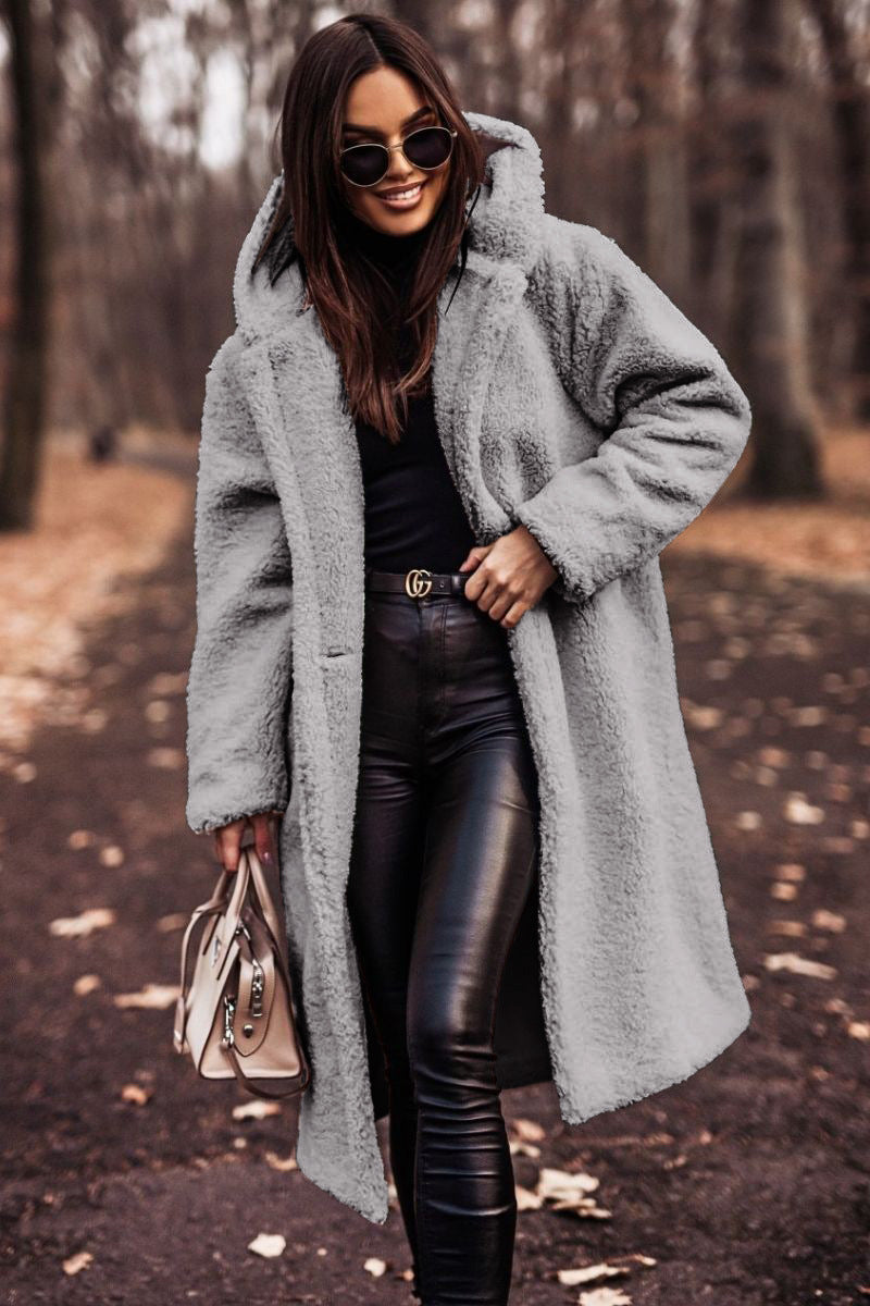 Long plush teddy coat for women