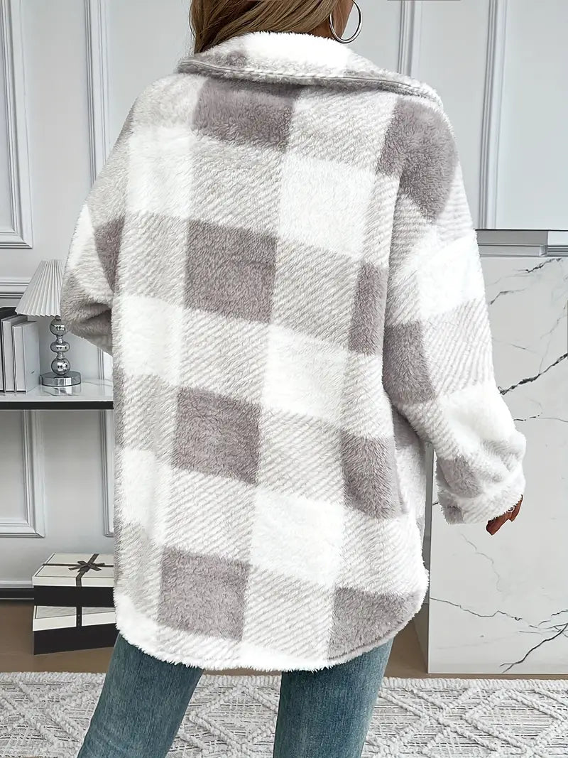 Oryna | Women's Plush Plaid Winter Jacket - Cozy & Stylish