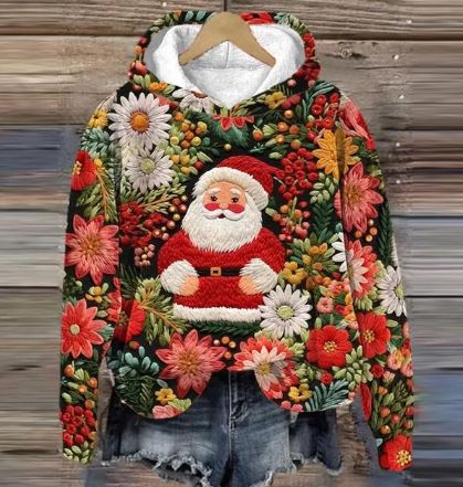 Vintage Santa hoodie with print