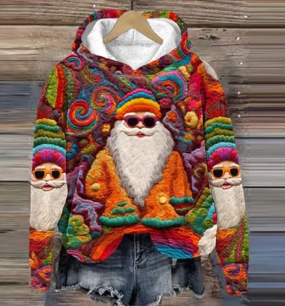 Vintage Santa hoodie with print