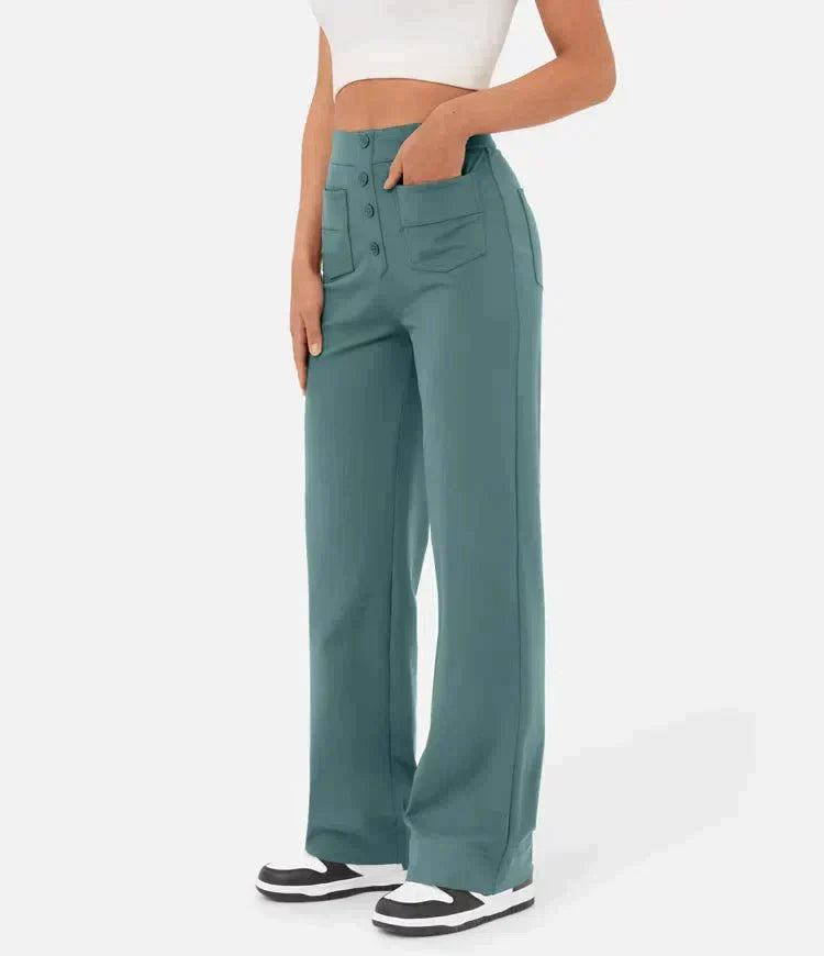 Trousers with high waistband