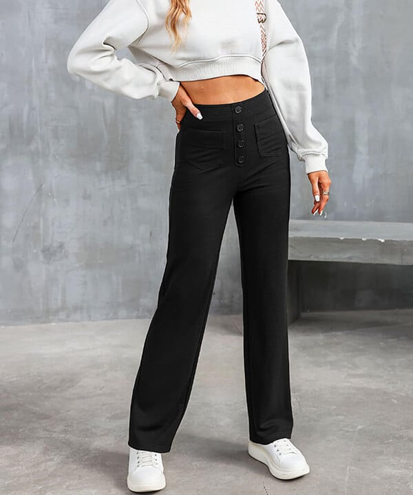 Trousers with high waistband