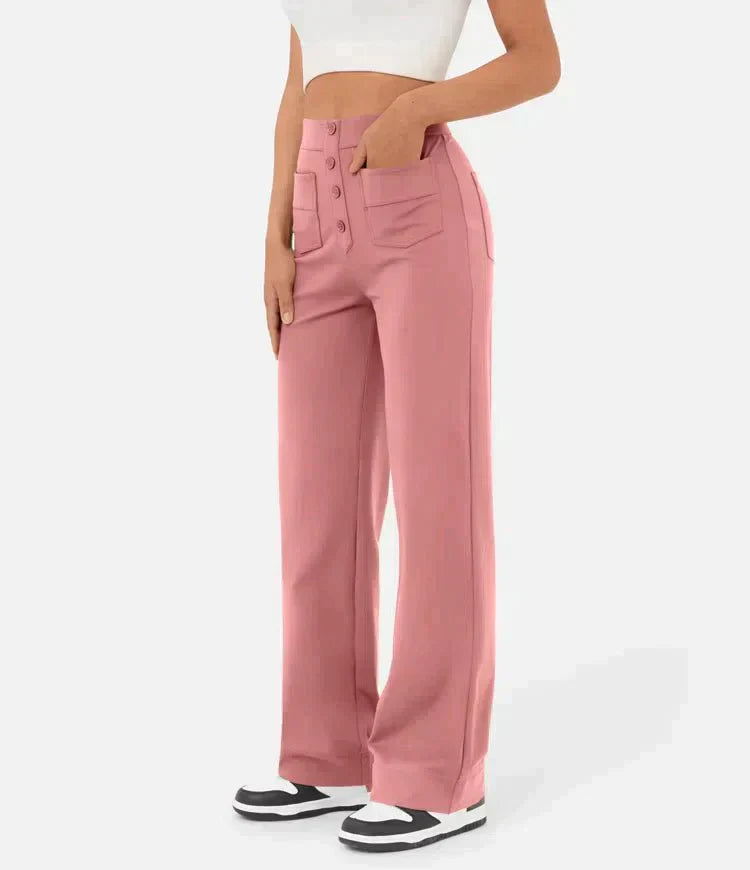 Trousers with high waistband