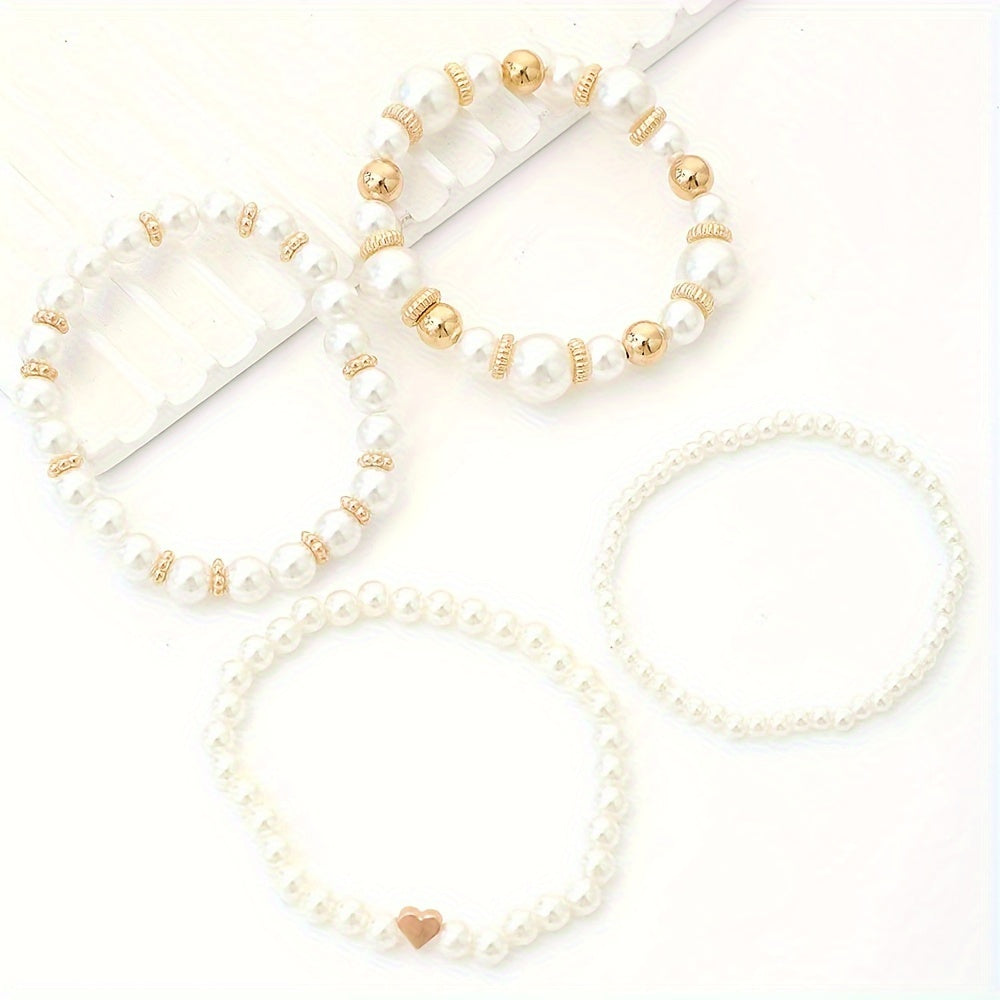 INGA - Set of 4 bracelets with artificial pearls