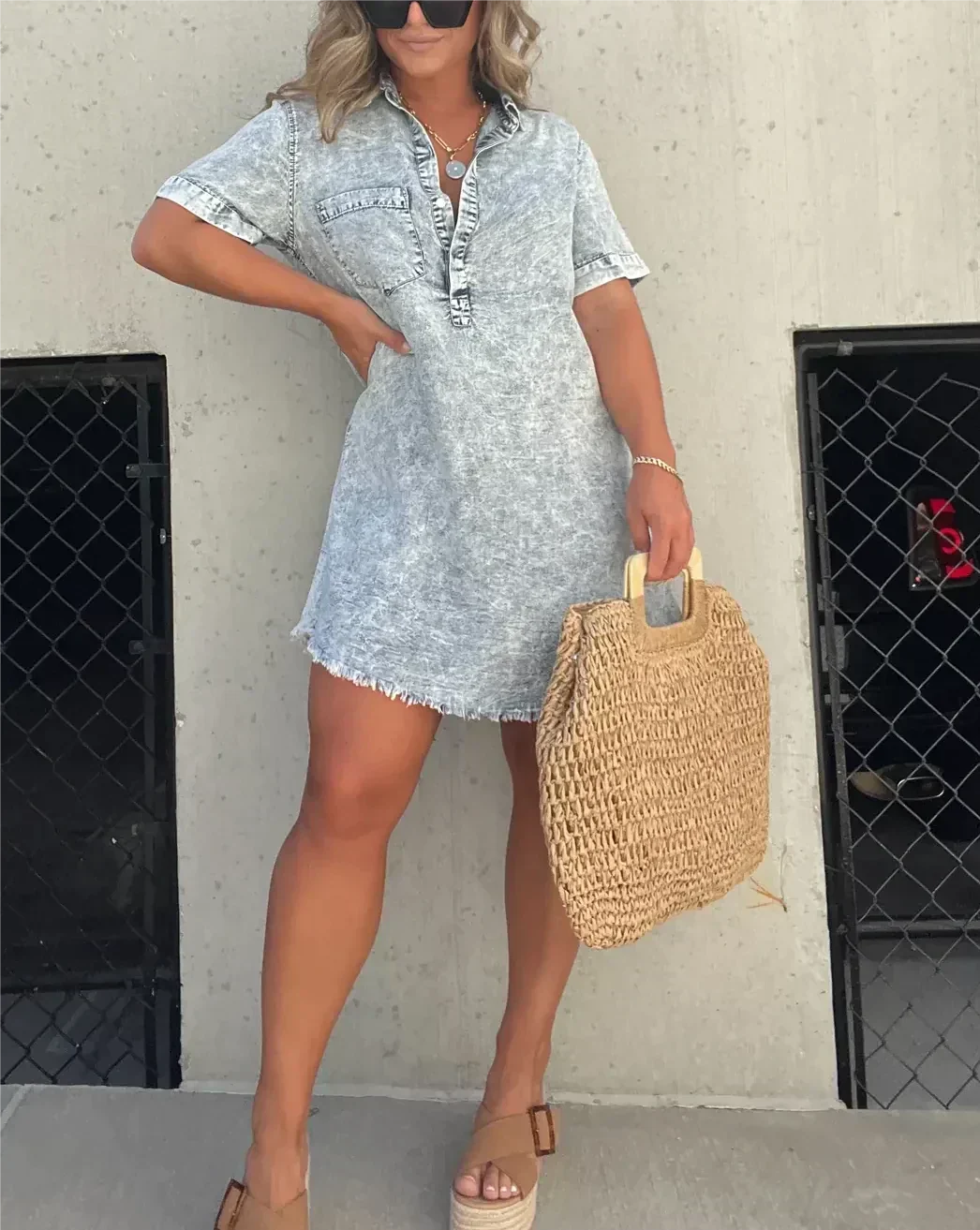 Vera - Casual Denim Shirt Dress