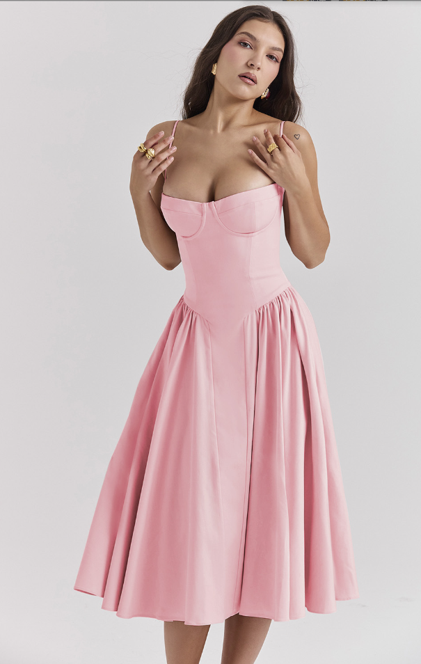 Victoria | Sleeveless midi dress with corset fit - Attractive fit