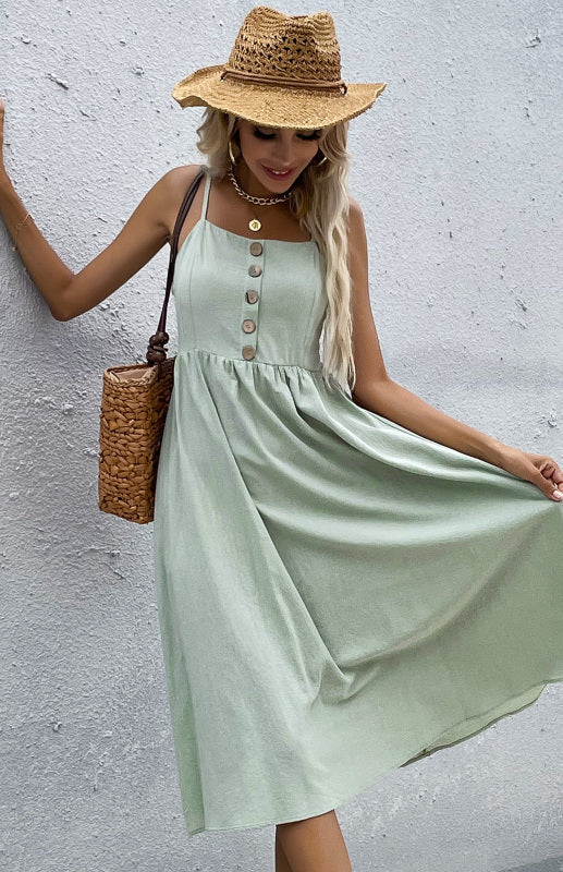 Slim-fit linen dress
