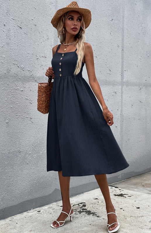 Slim-fit linen dress