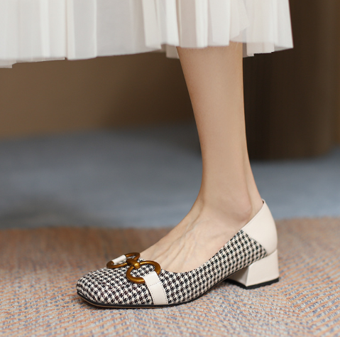 Clara - Ballerinas with houndstooth pattern and buckle detail