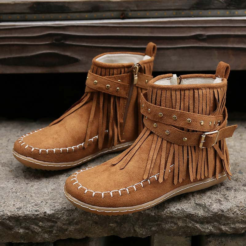 Princess | Women's Tassel Ankle Boots | Flat