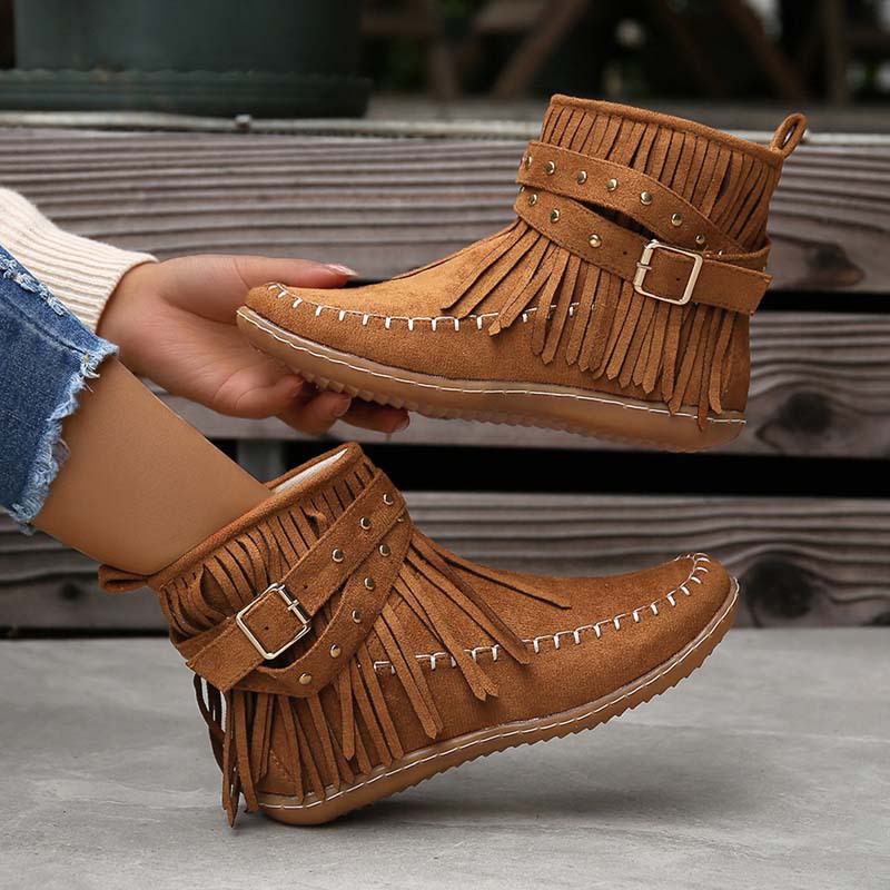 Princess | Women's Tassel Ankle Boots | Flat