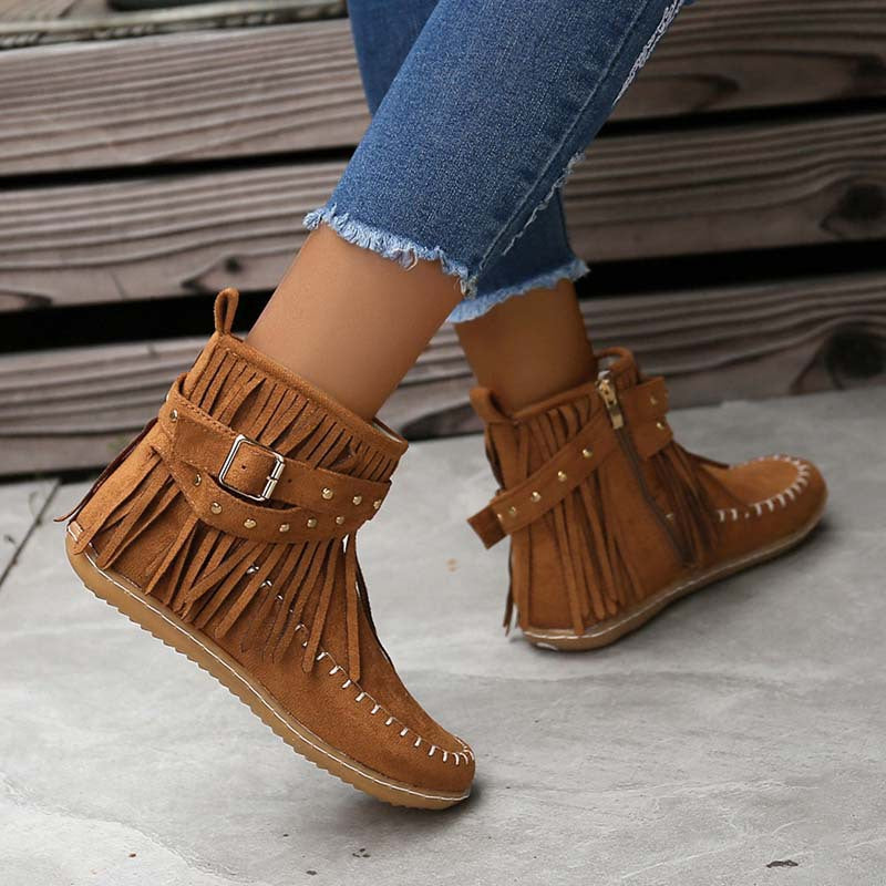 Princess | Women's Tassel Ankle Boots | Flat