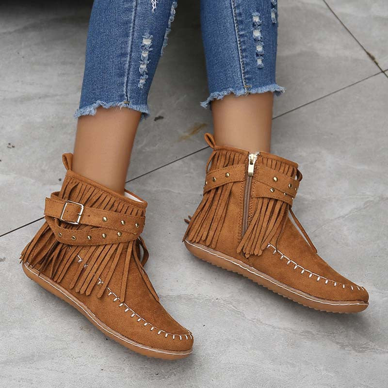 Princess | Women's Tassel Ankle Boots | Flat