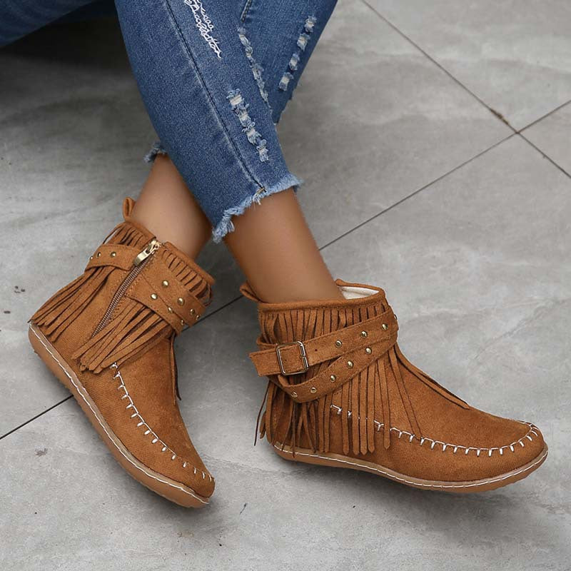 Princess | Women's Tassel Ankle Boots | Flat