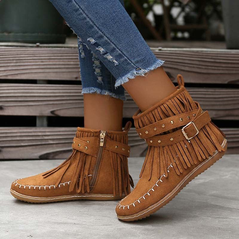 Princess | Women's Tassel Ankle Boots | Flat