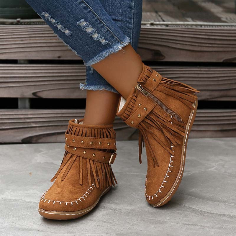 Princess | Women's Tassel Ankle Boots | Flat