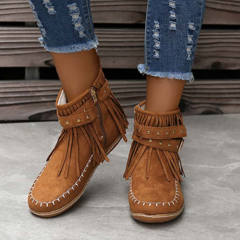 Princess | Women's Tassel Ankle Boots | Flat