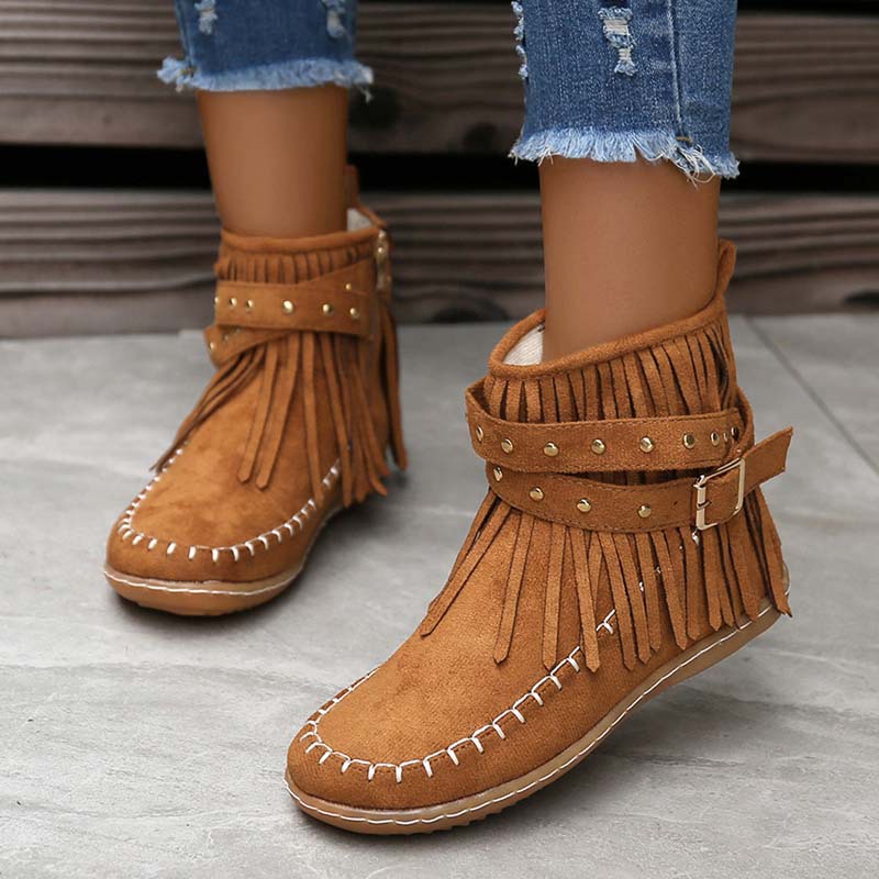 Princess | Women's Tassel Ankle Boots | Flat