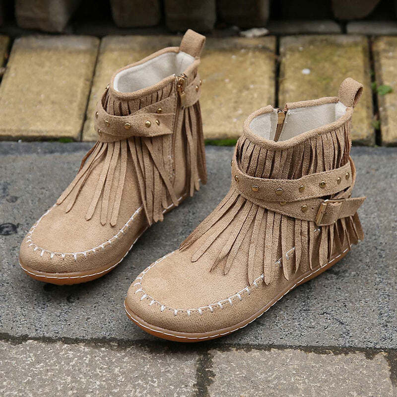 Princess | Women's Tassel Ankle Boots | Flat