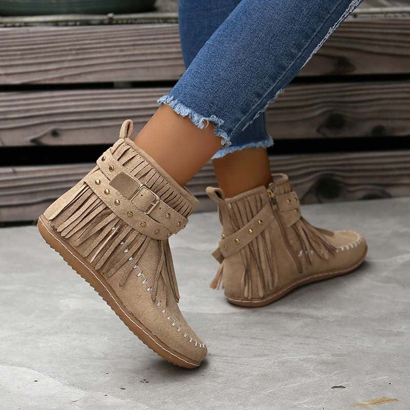 Princess | Women's Tassel Ankle Boots | Flat