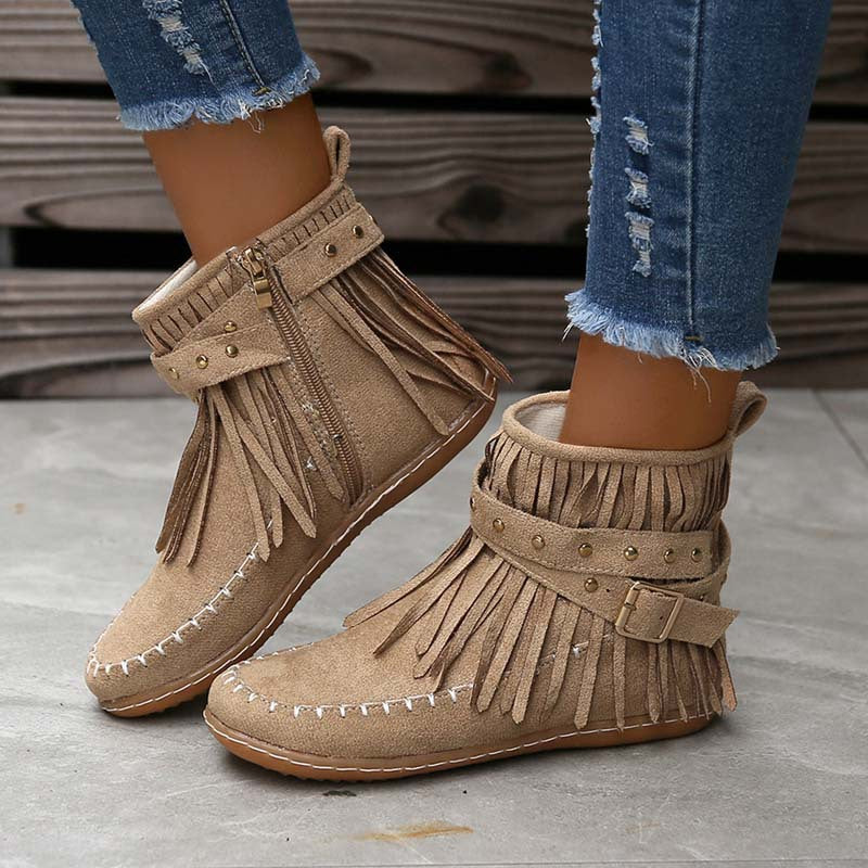 Princess | Women's Tassel Ankle Boots | Flat