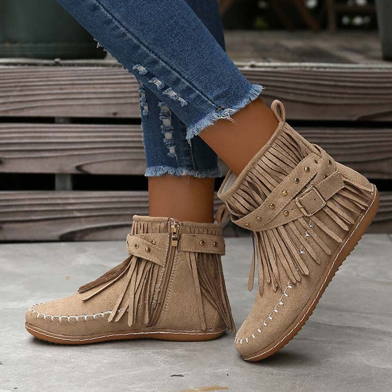 Princess | Women's Tassel Ankle Boots | Flat