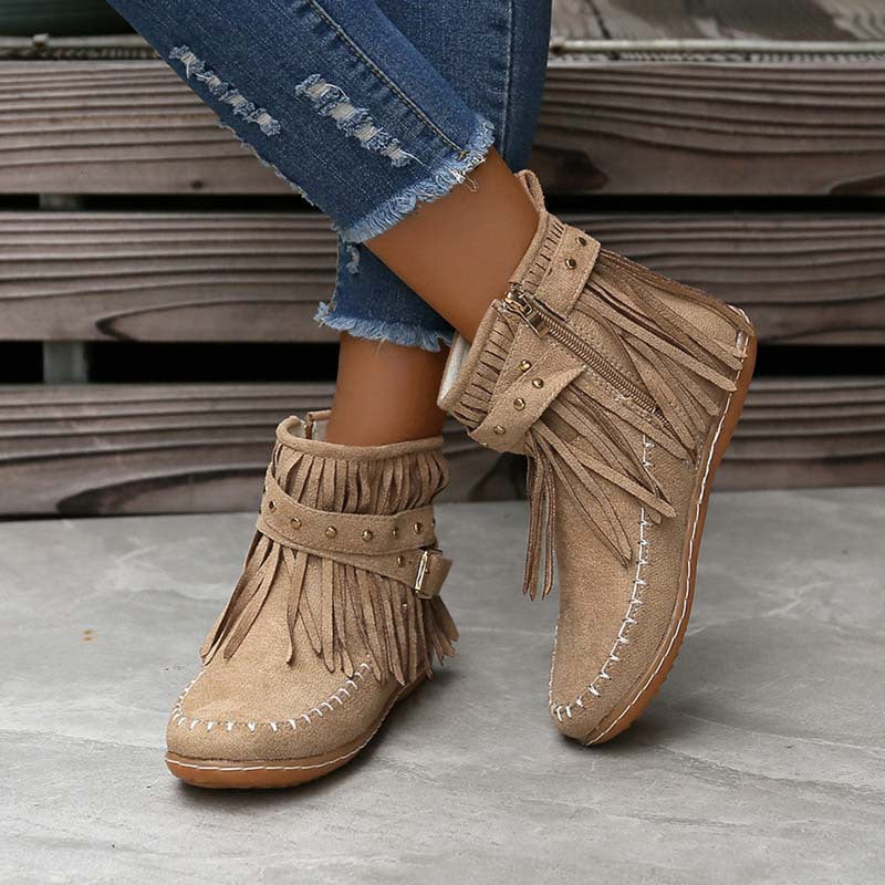 Princess | Women's Tassel Ankle Boots | Flat