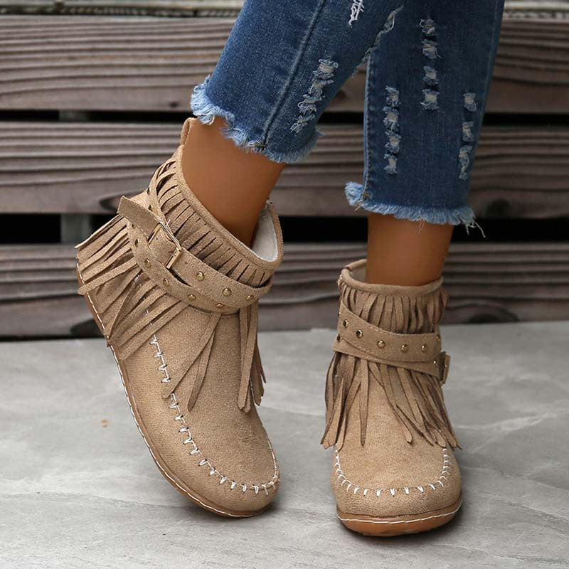 Princess | Women's Tassel Ankle Boots | Flat