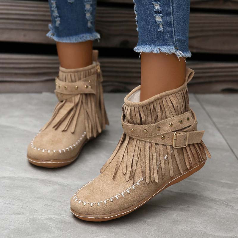 Princess | Women's Tassel Ankle Boots | Flat