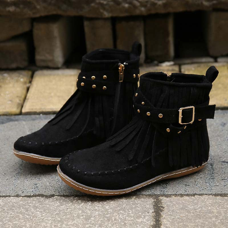 Princess | Women's Tassel Ankle Boots | Flat