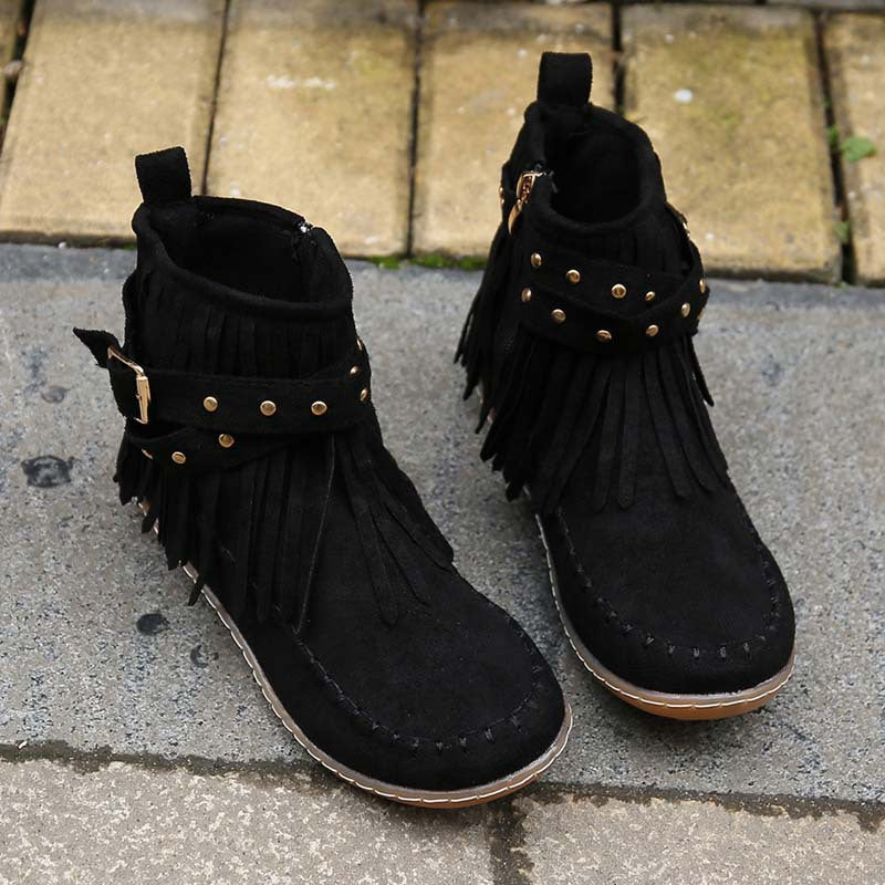 Princess | Women's Tassel Ankle Boots | Flat