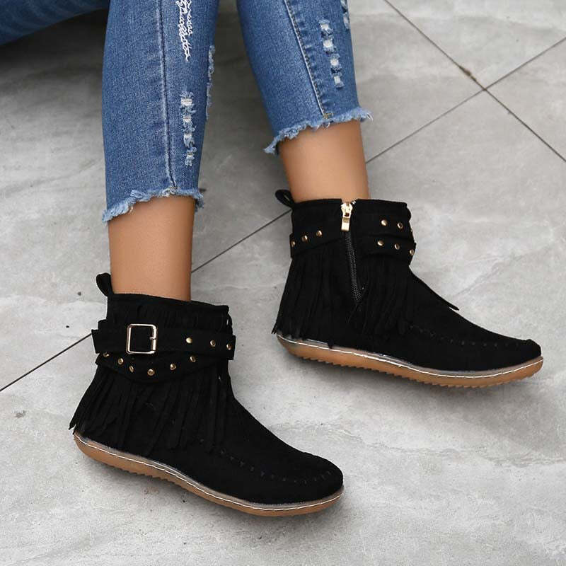 Princess | Women's Tassel Ankle Boots | Flat