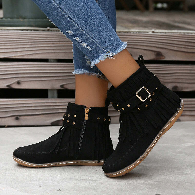 Princess | Women's Tassel Ankle Boots | Flat