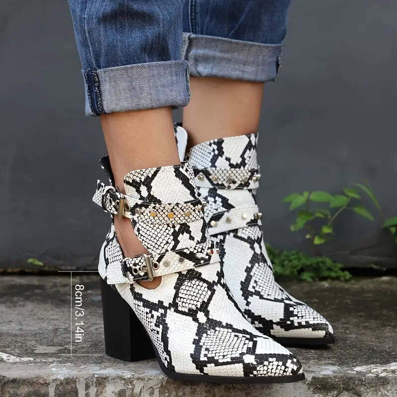 Sarahi | Women's Heeled Ankle Boots | White