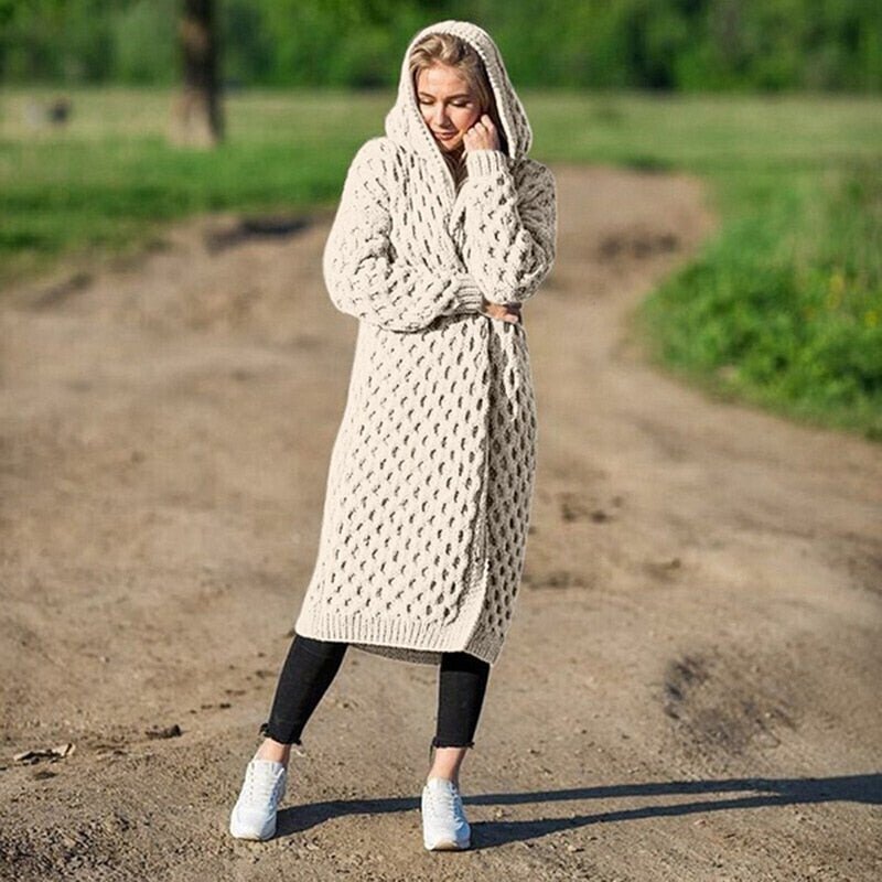 Izabella | Women's Long Knit Cardigan | Hooded