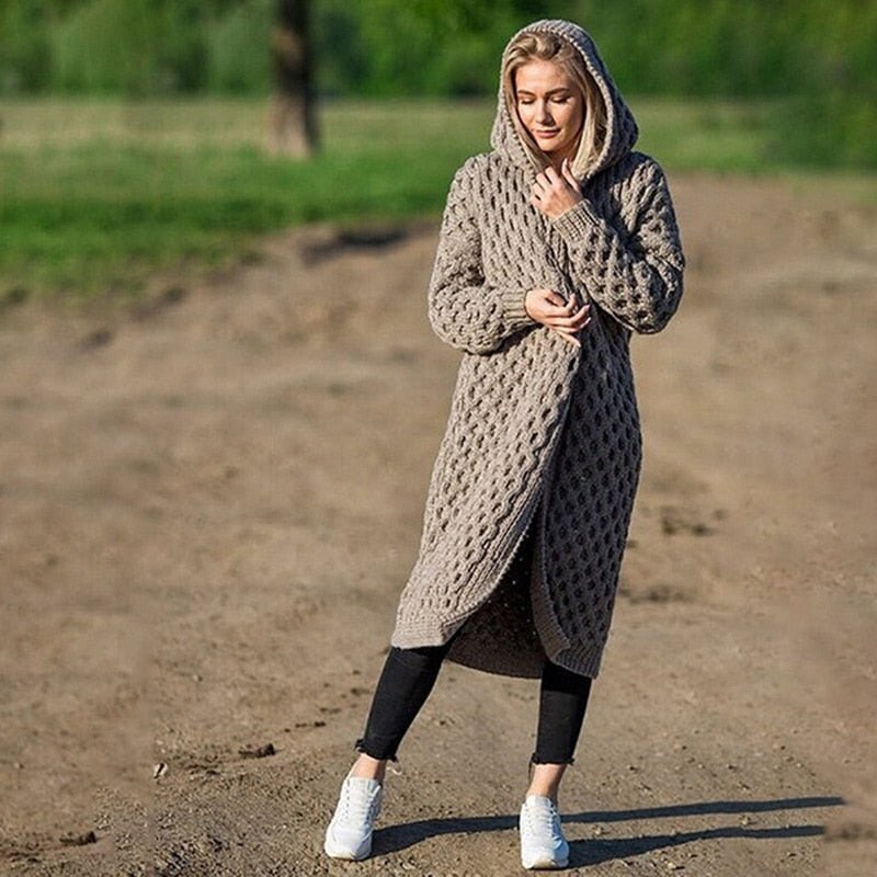 Izabella | Women's Long Knit Cardigan | Hooded