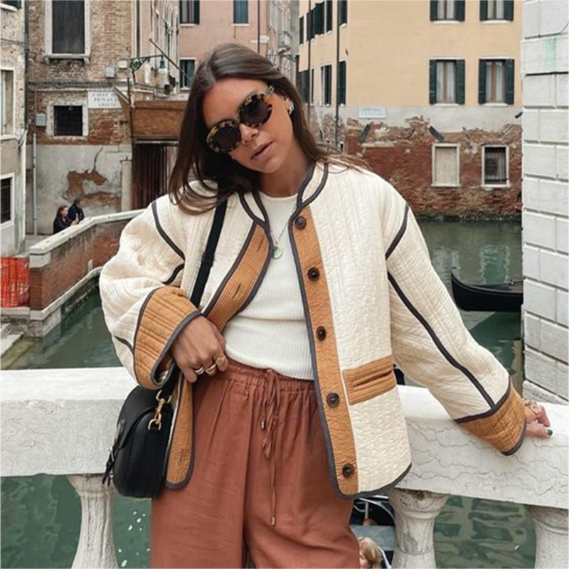 Bold patchwork jacket for women