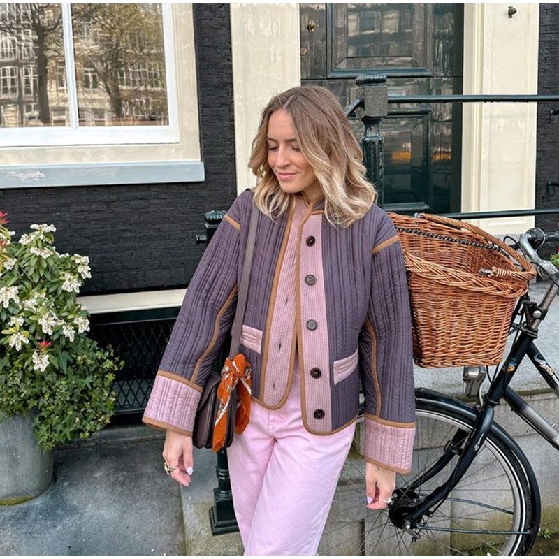 Bold patchwork jacket for women
