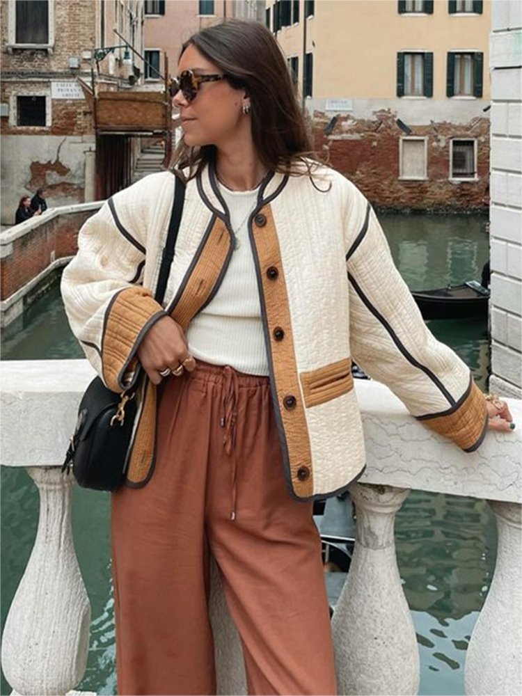 Bold patchwork jacket for women