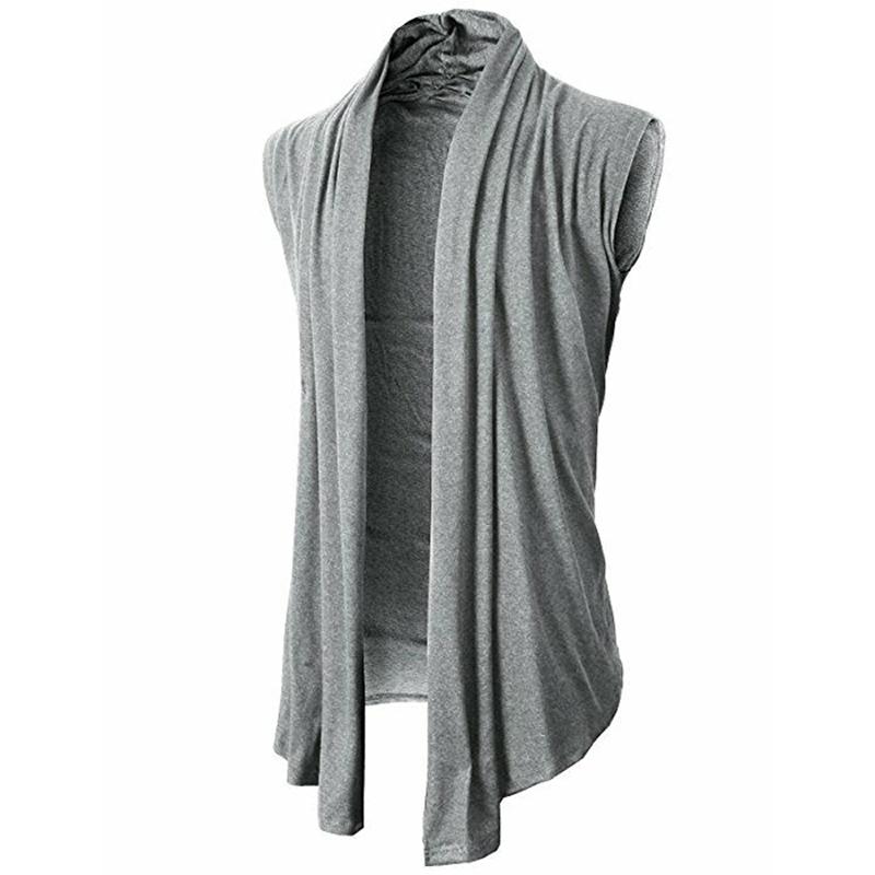 Men's Solid Color Sleeveless Knit Cardigan 28656829L