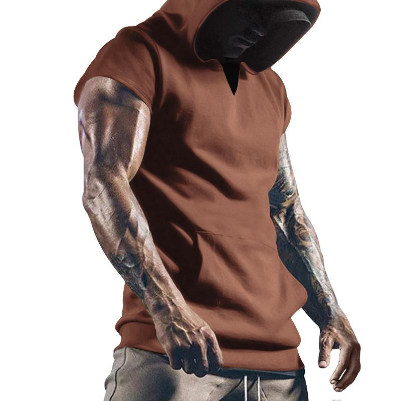 Men's Loose Casual Hoodie Sports Short Sleeve T-Shirt 01323485YM