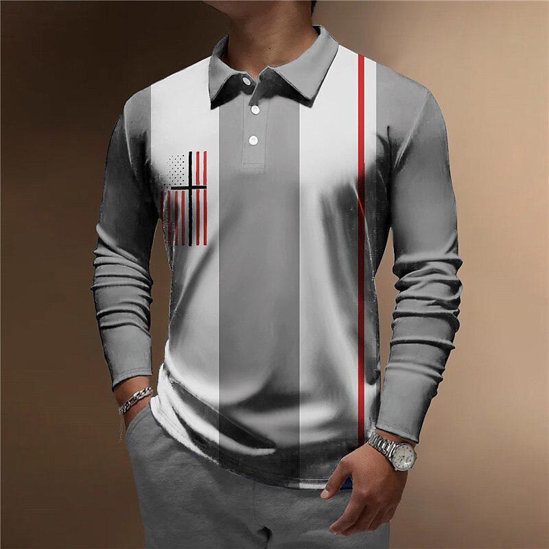 Men's Printed Long-sleeved POLO Shirt 73746931YM