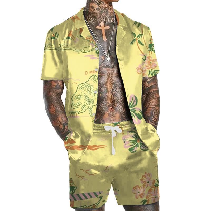 Men's Floral Printed Hawaiian Set 62783002F